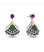 Disney Fine Jewelry Little Mermaid Black Rhodium Silver &amp; Gold Amethyst ... - $209.18 CAD