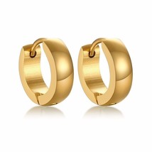 Vnox Glossy Stainless Steel Hoop Earrings for Men Women Small Circle Earrings Pu - £6.93 GBP