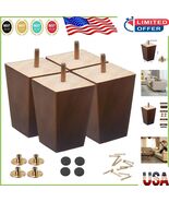 Classic 4-Inch Wooden Square Legs for Sofa, TV Stand, and Dresser – Easy... - $884.69 MXN