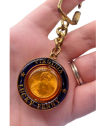 Virginia Lucky Penny Keychain Ring Fob Spinning Center Metal Souvenir 4&quot; - $15.44 CAD
