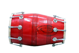 Dholak Bolt With bag Wooden With Nuts Red colour dholaki dhol Hand drum gift - £113.77 GBP