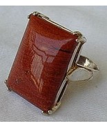 Brown-red agate silver ring - $568.49 MXN