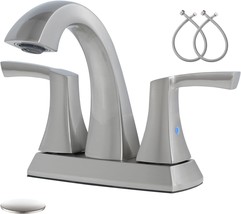 VXV Bathroom Faucet Brushed Nickel, 2 Handles Low Arc Bathroom Sink Faucets,, BN - £35.29 GBP