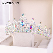 Colorful Crystal Crown Bridal Tiaras and Headpieces Crystal Wedding Tiaras For B - £16.94 GBP