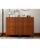 Flutted Wooden Chest Of Drawers Storage Organizer For Bedroom Or Living ... - $557.86