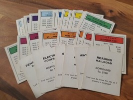 Monopoly 1961 Replacement Parts/Pieces-Title Deed Cards COMPLETE Set Of 28 VTG - £11.02 GBP