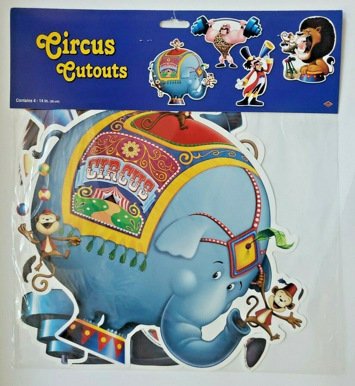 2008 Beistle Circus Cutouts 4-14" Set Of 4 New In Packaging - $16.99