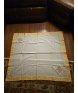 Vintage Tablecloth Patchwork Butterfly Appliqué 38x33 Handmade Linen Emb... - $32.16 CAD