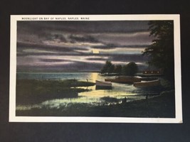 Vintage Postcard Moonlight on the Bay of Naples in Naples Maine ME WB 136143 - £7.71 GBP