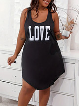 CHICME Woman&#39;s Black Round Neck Curved Hem Sleep Dress - LOVE - Size: 2X... - $9.67