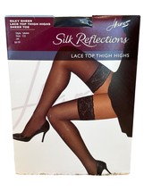 Hanes Silk Reflections Lace Top Thigh Highs Sheer Toe Style 0A444 Size C... - $13.48 CAD