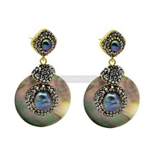 Natural  earrings for women vintage shell jewelry 2019 fashion round shape hand  - $11.85