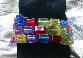 Fabulous Multi-color Translucent Acrylic Wire Wrap Bracelet 1980s vintage - £10.19 GBP