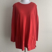 J.Jill Womens Red Pullover Two Pockets Top Size Medium Tunic Valentines Day - $329.38 MXN