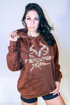 New RealTree Xtra Camouflage Logo Dark Brown Mill Tex Large Pullover Hoodie - £18.99 GBP