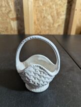 5" X 4" Milk Glass Basket With Handle And Leaf And Berries - $14.85