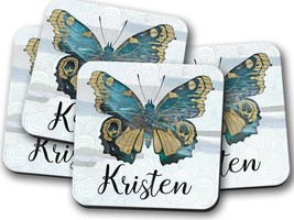 Personalized Butterfly Coasters, Butterfly Decor, Coworker Desk Gift, Custom Tab - £3.98 GBP