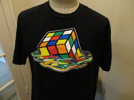 Black Melting Rubik&#39;s Cube Cotton T-shirt Adult 2X Very Good Shape Toy P... - £17.97 GBP