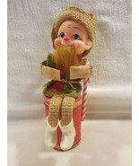 Vtg Japan Christmas Hillbilly Pixie Elf Knee Hugger Rattle Musical Decor... - $16.95