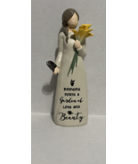 Gardening Girl Holding Flowers and a Trowel  - $21.00