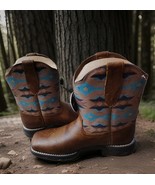 New Ariat Ladies Anthem Savanna Western Boots  Coastal Tan/Aztec Size 6 - $81.18