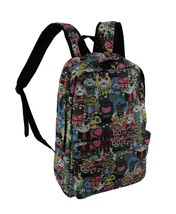 Colorful Cartoon Monster Mass Canvas Backpack - £15.06 GBP
