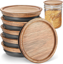 6-Pack Regular Mouth Wooden Mason Jar Lids for Ball/Mason/Kerr Jars, Natural Aca - £14.82 GBP