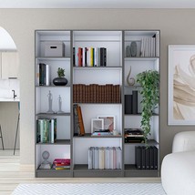 Davie 3-Piece 60&quot; Wide Home Bookcase Set - 14 Shelves, Gray/White Living... - $8,336.81 MXN