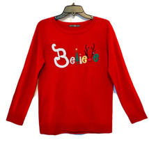 Signature Collection Womens M 8-10 Believe Christmas Sequin Embroidered ... - £19.61 GBP
