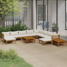  Garden Lounge Set Cream Solid acacia wood, 100% polyester fabric - $2,317.56 CAD