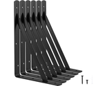 Heavy Duty Shelf Brackets 12 X 8 Inches, 6 Pack Black Metal  - $48.13