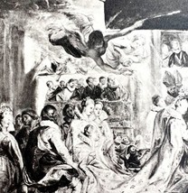 Rubens Coronation Of The Queen Print 1939 Gray Tone Plate Royalty Art DWX2C - £19.70 GBP