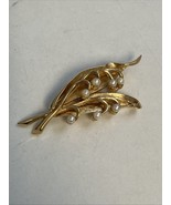 Vintage Boucher Lily Of The Valley Gold Tone Modele Depose Pearl Brooch ... - $78.62 CAD
