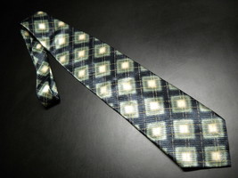 Bugatchi Uomo Neck Tie Diamonds of Greens and Black Silk Tie Made In Italy - £8.76 GBP