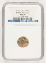2007 1/10 Oz. G$5 Oro American Eagle Graduado Por NGC Como MS70 Moneda Er - $576.30