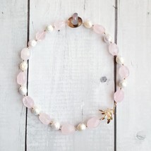 Lii Ji Real Rose Quartz Baroque Pearl Natural Stone Necklace Shell OT Cl... - $54.95