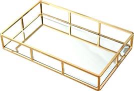 Putwo Tray Mirror, Gold Mirror Tray Perfume Tray Mirror Vanity Tray, Bedroom - £27.92 GBP