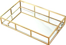 Putwo Tray Mirror, Gold Mirror Tray Perfume Tray Mirror Vanity Tray, Bed... - $29.93