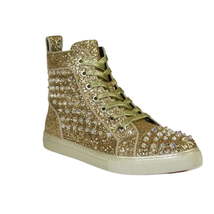 Mens High Top Shoes By FIESSO AURELIO GARCIA ,Spikes Rhine stones 2409 Gold image 2