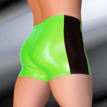 ThunderBox Faux Latex Neon Green & Black Racer Shorts S-M-L-XL - $25.00