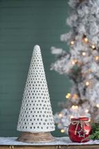 Cream Glass Christmas Cone Tree Decoration D6.7x18 - $66.99