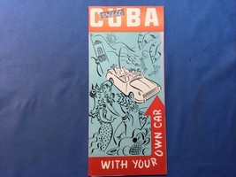 Visit Cuba With Your Car Tri-fold Brochure Map 1950’s Flyer - MINT - $34.63