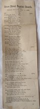 Vintage Old 1888 Newspaper Clipping Poem Hymn Bible Grace Street Baptist Church - £8.56 GBP
