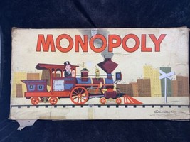 Vintage Monopoly Board Game Parker Brothers Complete Train Artwork Box 1957 - £9.55 GBP