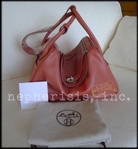 NEW Hermes LINDY 34 Shoulder Bag SWIFT Leather in ROSY with Silver PHW - $17,000.00