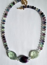 Gorgeous Rainbow Fluorite Necklace Handmade - $70.00