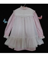 Vintage CottageCore Prairie Pinafore Dress Girls Pink Sprig Calico Cotto... - £35.30 GBP