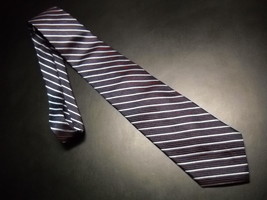 Express Design Studio Neck Tie Italian Silk Diagonal Stripes in Blues and Reds - $12.99