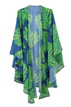 Green Versatile Shawl Cover Up Tropical Leaves Print Lightweight Breathable  - £23.38 GBP