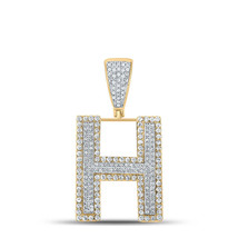 10kt Two-tone Gold Mens Round Diamond Initial H Letter Charm Pendant 7/8 Cttw - £801.58 GBP